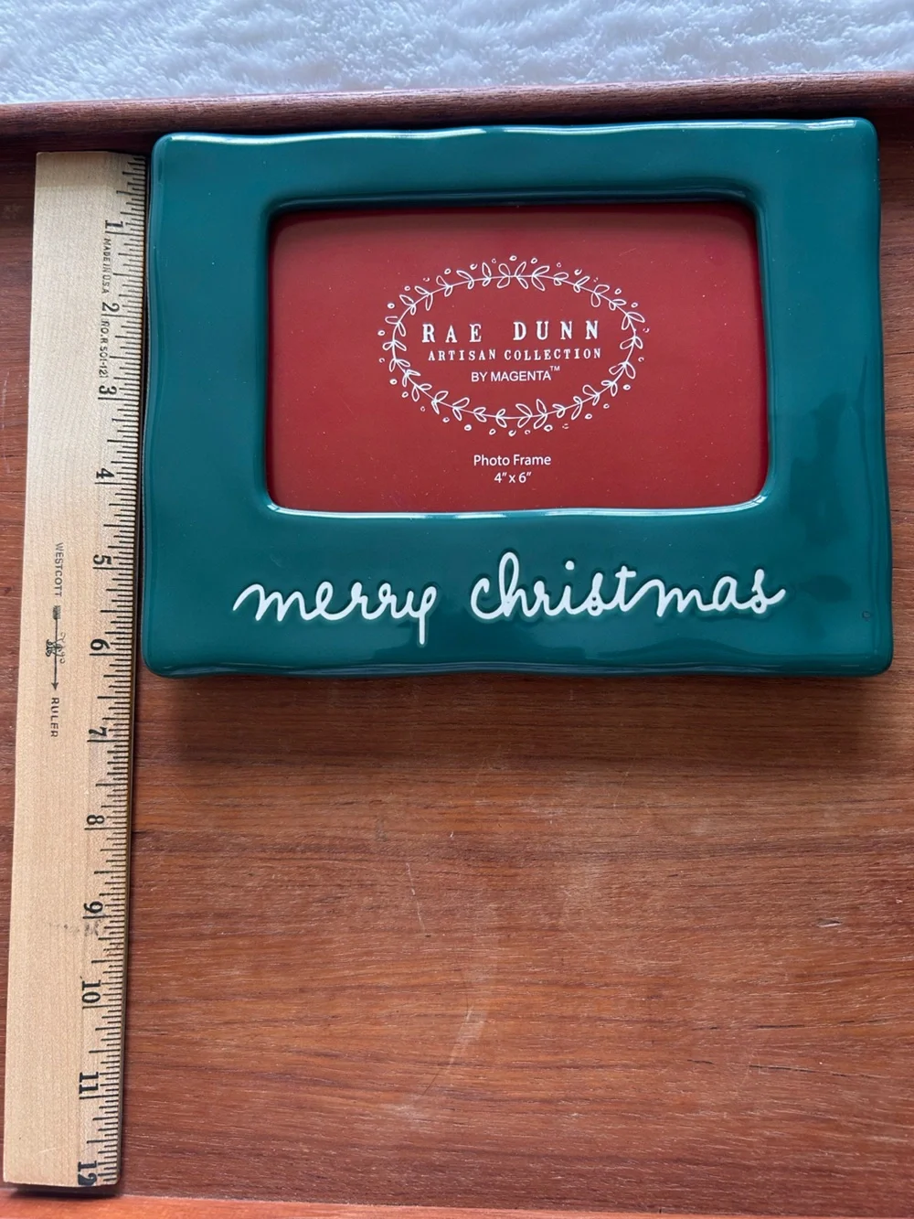 Rae Dunn Green Ceramic Merry Christmas 4x6 Photo Frame